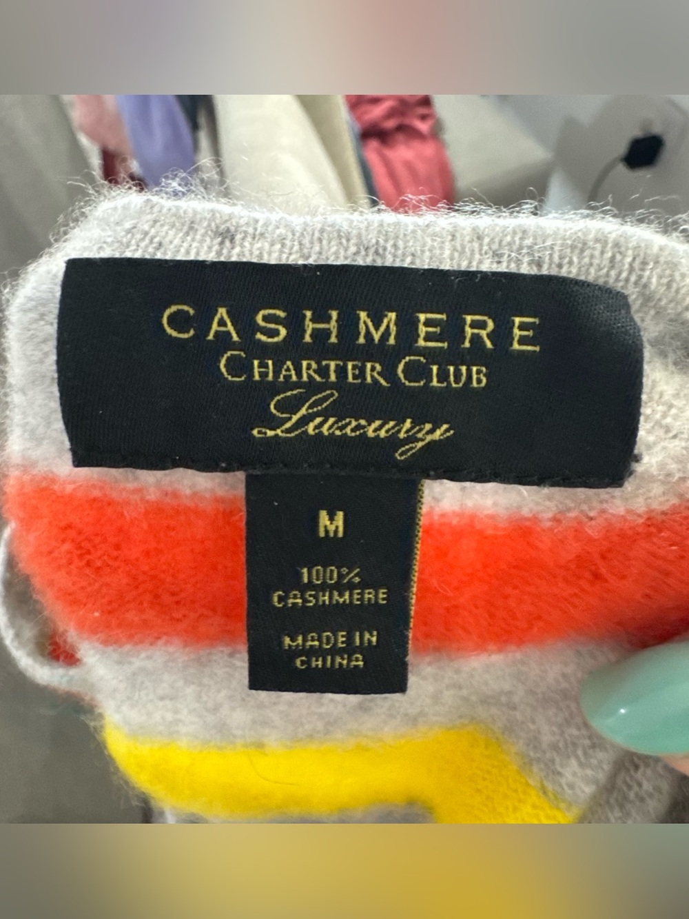 Charter Club Luxury 100% Cashmere Striped Sweater sz M - Picture 6 of 6